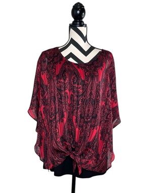 Women's Sz L Boho Paisley Vampire Goth Whimsigoth Sheer Layered Blouse